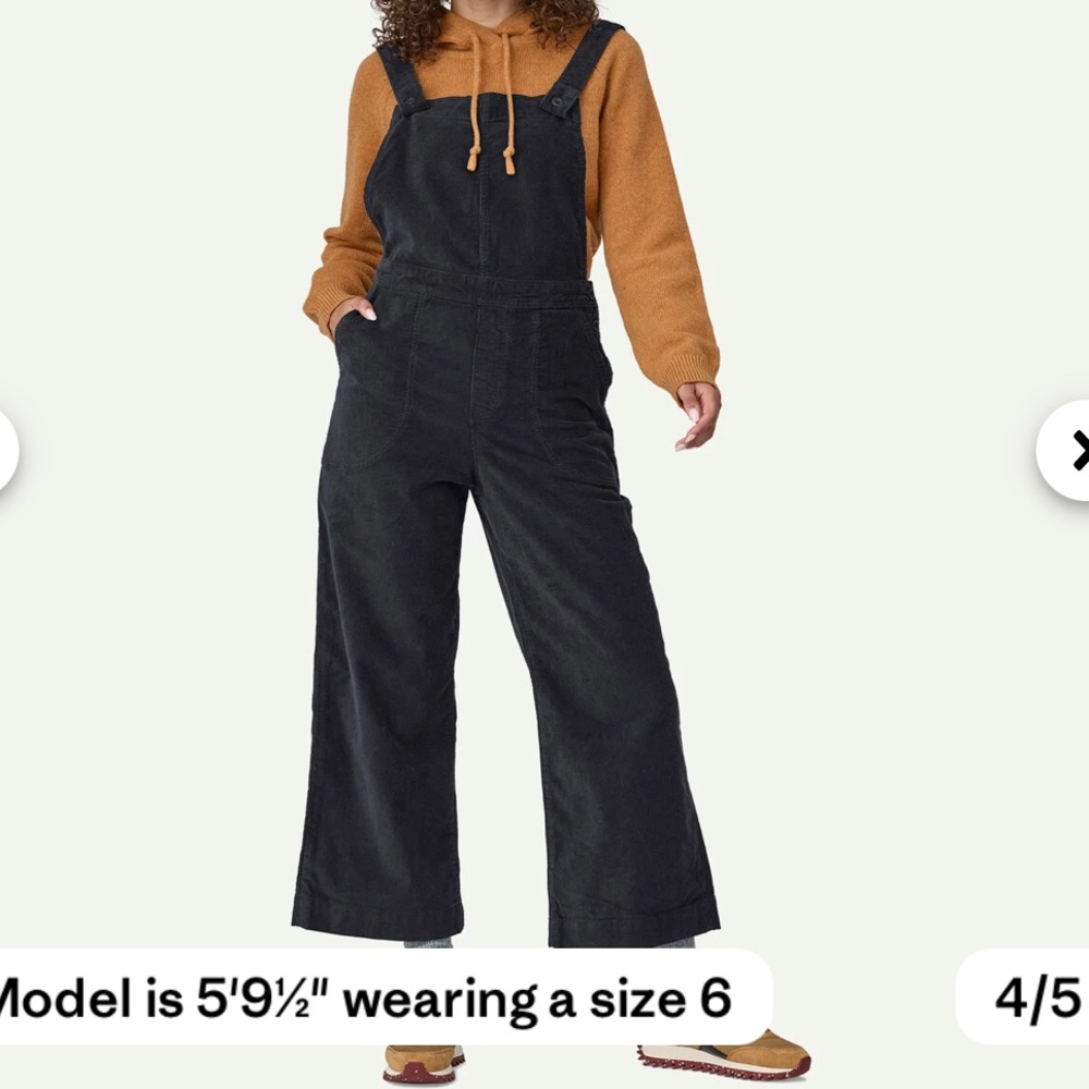 Patagonia Stand Up Cropped Corduroy Women’s Overalls Black Size 6